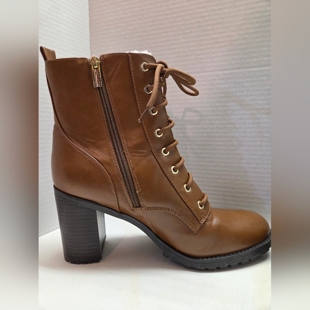 Tommy Hilfiger Brown Block Heel Combat Boots Womens Size 11